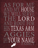 Texas A&M Aggies Personalized "As for Me" Art Print