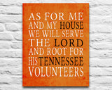 Tennessee Volunteers Personalized "As for Me" Art Print