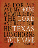 Texas Longhorns Personalized "As for Me" Art Print