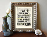 As for Me and My House - Joshua 24:15 Personalized Vintage Bible Page ART PRINT