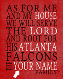 Atlanta Falcons Personalized "As for Me" Art Print