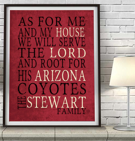 Arizona Coyotes hockey Personalized "As for Me" Art Print