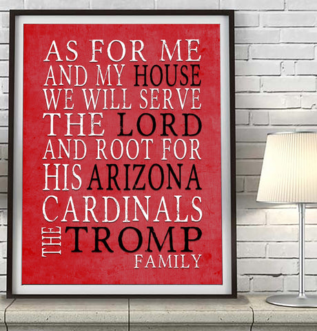 Arizona Cardinals Personalized "As for Me" Art Print