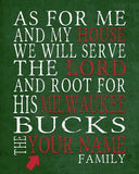 Milwaukee Bucks basketball  Personalized "As for Me" Art Print