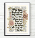 Jane Austen Quotes - Set of 4 - Floral Vintage Dictionary Page Art Prints