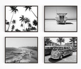 Black and White Beach Photography Prints, Set of 4, Coastal Wall Decor