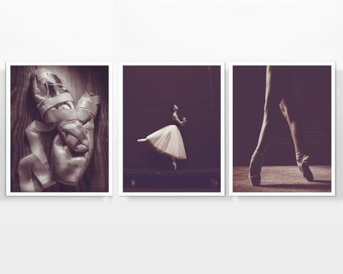 Vintage Ballet Ballerina Dancer Photography Prints, Set of 3, Dancing Wall Decor