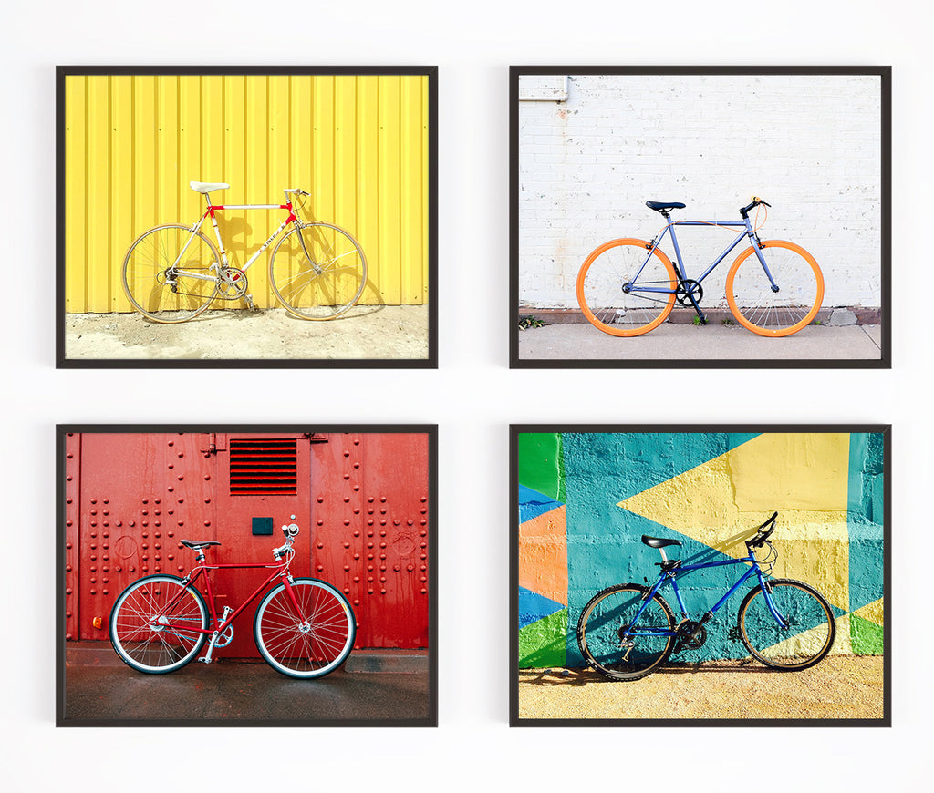 Bicycle Photography Prints, Set of 4, Home Wall Decor