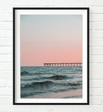 Sunset Sunrise Pier Dock Boardwalk Photography Print, Coastal Wall Decor