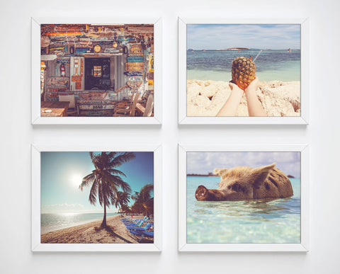 Bahamas Island Photography Prints, Set of 4, Coastal Wall Decor