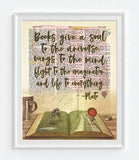 Books Give a Soul to the Universe, Wings to the Mind - Plato Quote - Dictionary Art Print