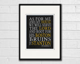 Boston Bruins hockey Personalized "As for Me" Art Print