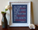 Columbus Blue Jackets hockey Personalized "As for Me" Art Print