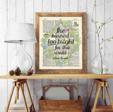 She Burned Too Bright for This World - Emily Bronte Quote - Dictionary Art Print