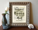 Be Transformed by the Renewing of Your Mind - Romans 12:2 Bible Verse Page Christian Art Print