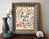 Beauty for Ashes - Isaiah 61:3 Vintage Bible Page Verse Art Print