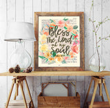Bless the Lord Oh My Soul - Psalm 103:1 Bible Verse Page Floral Christian Art Print