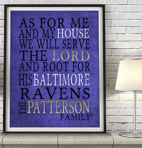 Baltimore Ravens football Personalized "As for Me" Art Print