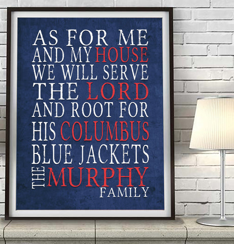 Columbus Blue Jackets hockey Personalized "As for Me" Art Print