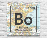 Boston Massachusetts Bo- Vintage Periodic Map ART PRINT