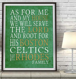 Boston Celtics basketball Personalized "As for Me" Art Print