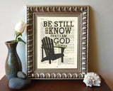 Be Still and Know that I am God- Psalms 46:10-Vintage Bible Page Christian ART PRINT