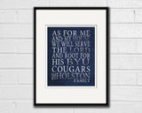 BYU Brigham Young Cougars Personalized "As for Me" Art Print