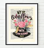 My cup overflows with your blessings - Psalm 23:5  Bible Page Christian ART PRINT