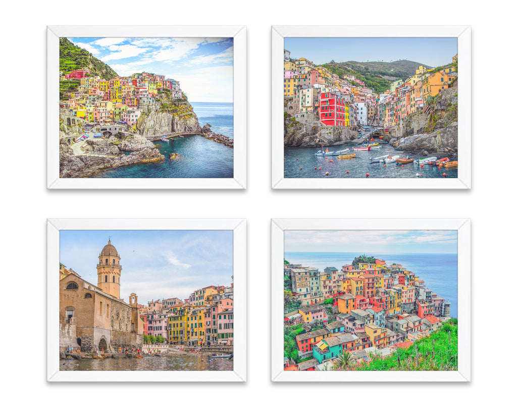 Cinque Terre Italy Italian Themed Photography Prints, Set of 4, Home and Wall Decor