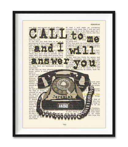 Call to Me and I Will Answer You - Jeremiah 33:3 - Bible Verse Page Christian ART PRINT