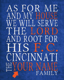 F.C. Cincinnati Soccer Personalized "As for Me and My House" Art Print