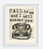 Call to Me and I Will Answer You - Jeremiah 33:3 - Bible Verse Page Christian ART PRINT