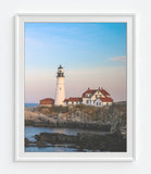 Cape Elizabeth Portland Maine Seascape Lighthouse Photography Prints, Set of 2, Coastal Wall Decor