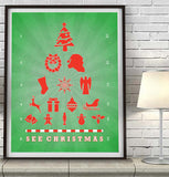 See Christmas Eye Chart Art Print Poster Gift