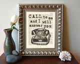 Call to Me and I Will Answer You - Jeremiah 33:3 - Bible Verse Page Christian ART PRINT