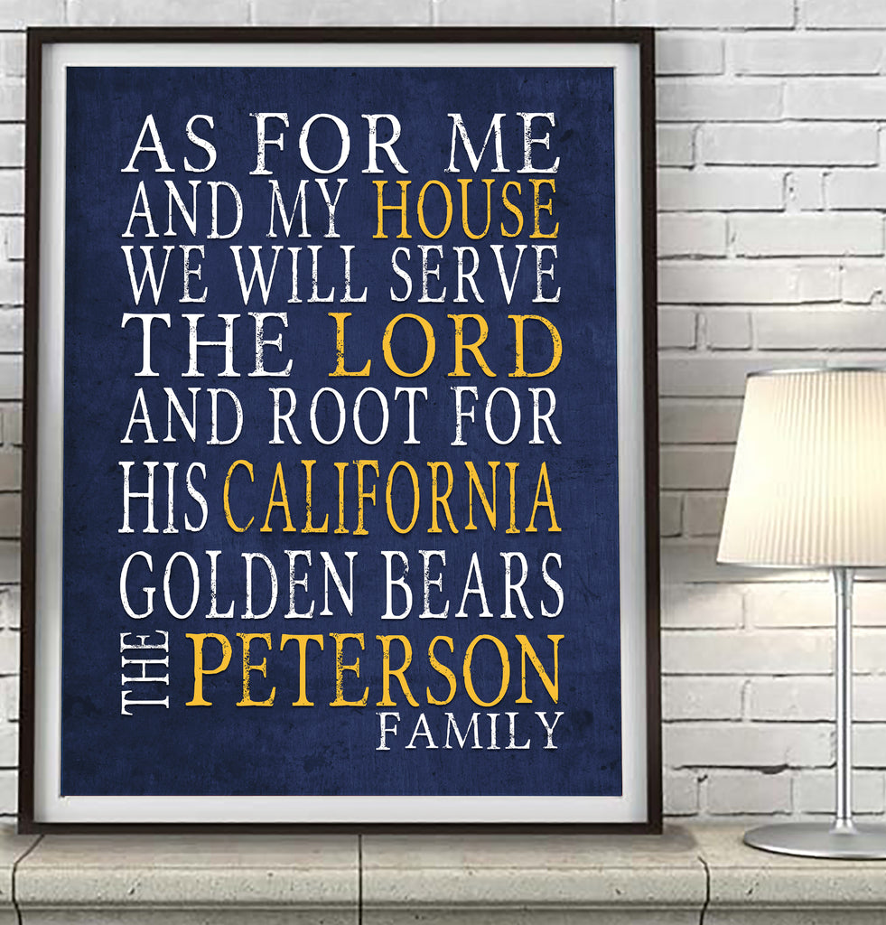 California Golden Bears personalized "As for Me" Art Print