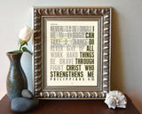 I can do all things through Christ- Philippians 4:13 Bible Page Christian ART PRINT