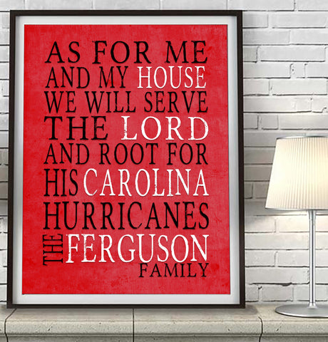 Carolina Hurricanes hockey Personalized "As for Me" Art Print