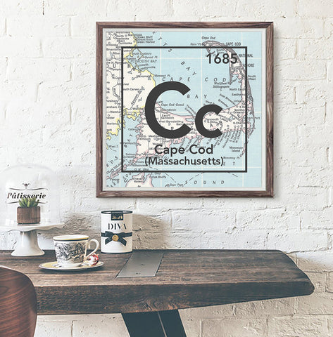 Cape Cod Massachusetts Cc- Vintage Periodic Map ART PRINT