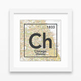 Chicago Illinois Ch- Vintage Periodic Map ART PRINT