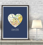 Chapel Hill North Carolina Heart Map ART PRINT
