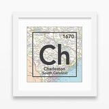 Charleston South Carolina Ch- Vintage Periodic Map ART PRINT
