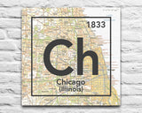 Chicago Illinois Ch- Vintage Periodic Map ART PRINT