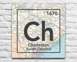 Charleston South Carolina Ch- Vintage Periodic Map ART PRINT