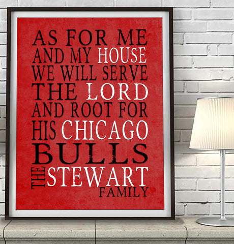 Chicago Bulls basketball Personalized "As for Me" Art Print