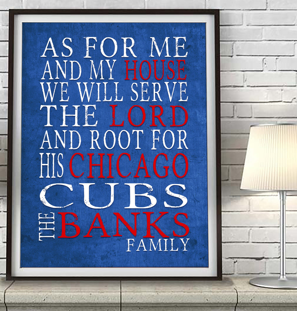 Chicago Cubs baseball Personalized "As for Me" Art Print