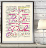 I am a Child of God- Galatians 3:26 Bible Page Christian ART PRINT