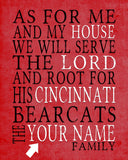 Cincinnati Bearcats personalized "As for Me" Art Print