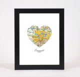 Cincinnati Ohio Heart Map ART PRINT