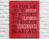 Cincinnati Bearcats personalized "As for Me" Art Print